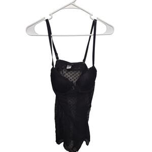 Rampage Intimates sheer Babydoll Slip L lingerie Hearts lace Valentine's Day‎